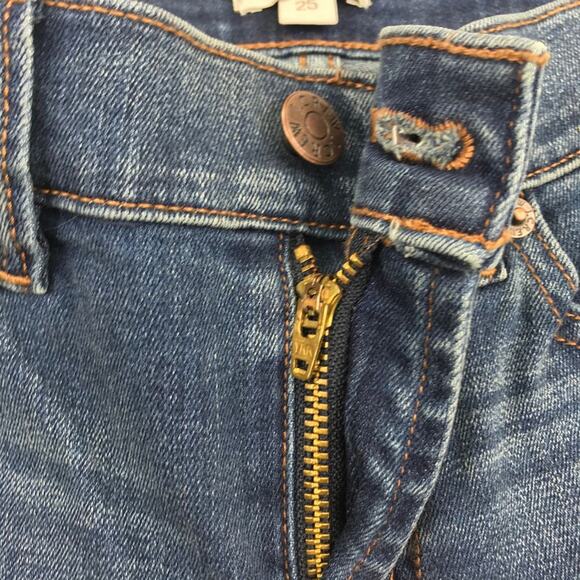 J. Crew Factory Distressed Jeans Patches Medium Wash Skinny Low Rise Sz 25 C7846 - Picture 4 of 9